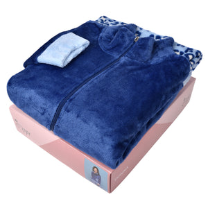 Pigiama donna aperto con zip animalier coral blu Cippi 2269