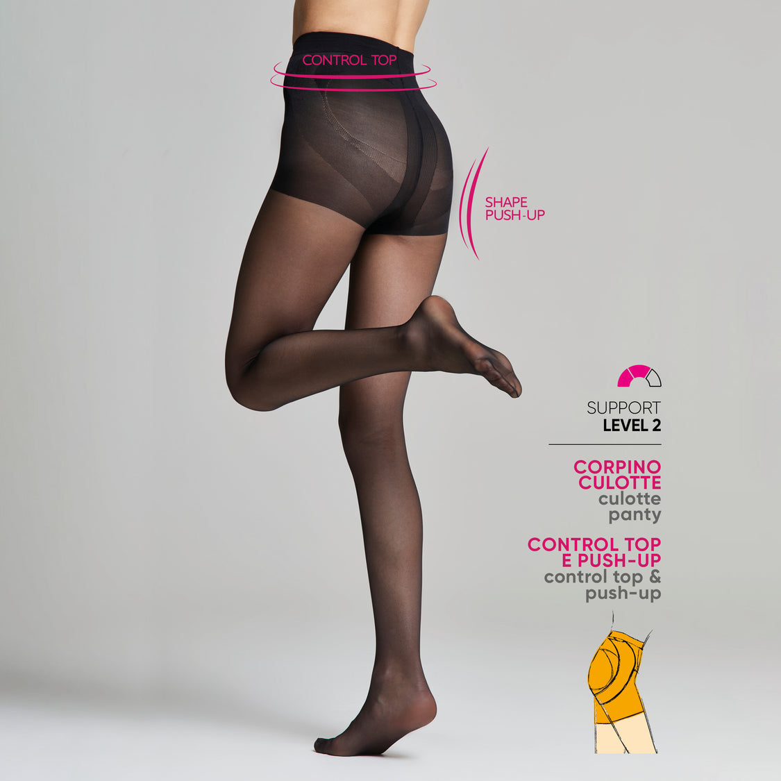 Collant Pompea control push up 40 den contenitivo