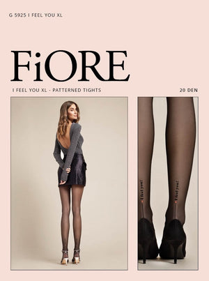 Collant Fiore I Feel You 20 den con scritta nero