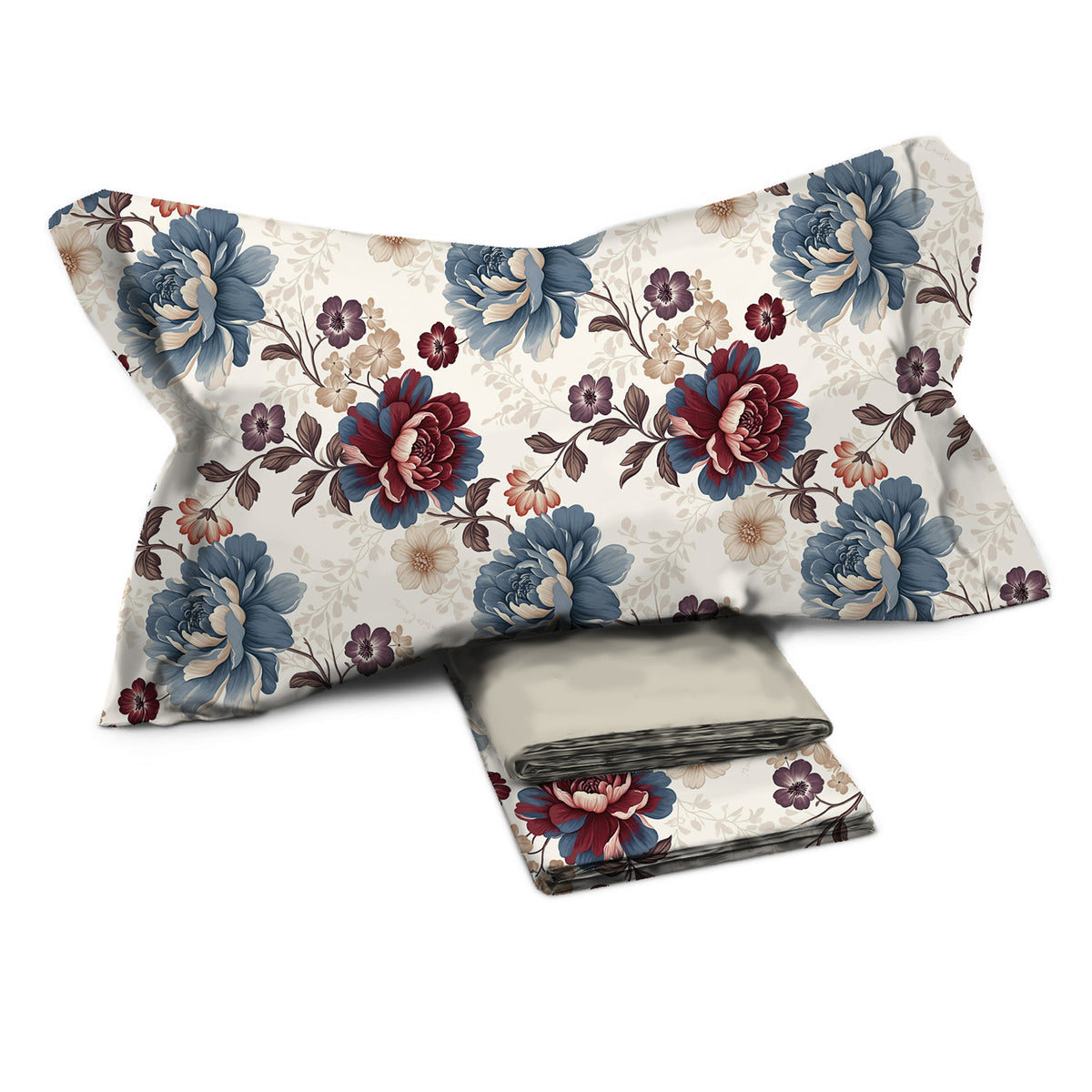 Completo letto floreale percalle di cotone Enrico Coveri lila