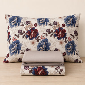 Completo letto floreale percalle di cotone Enrico Coveri lila
