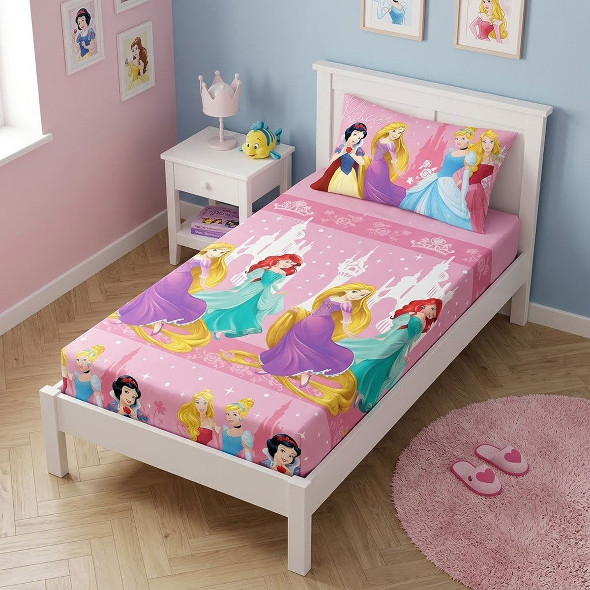 Completo letto set lenzuola cotone Principesse Disney