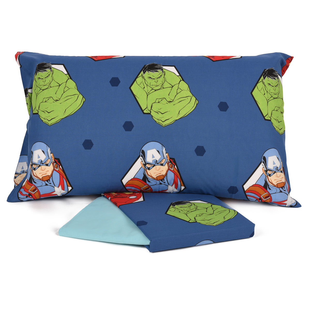 Completo letto singolo federa + sotto con angoli + lenzuolo Avengers fumetto Ufficiale