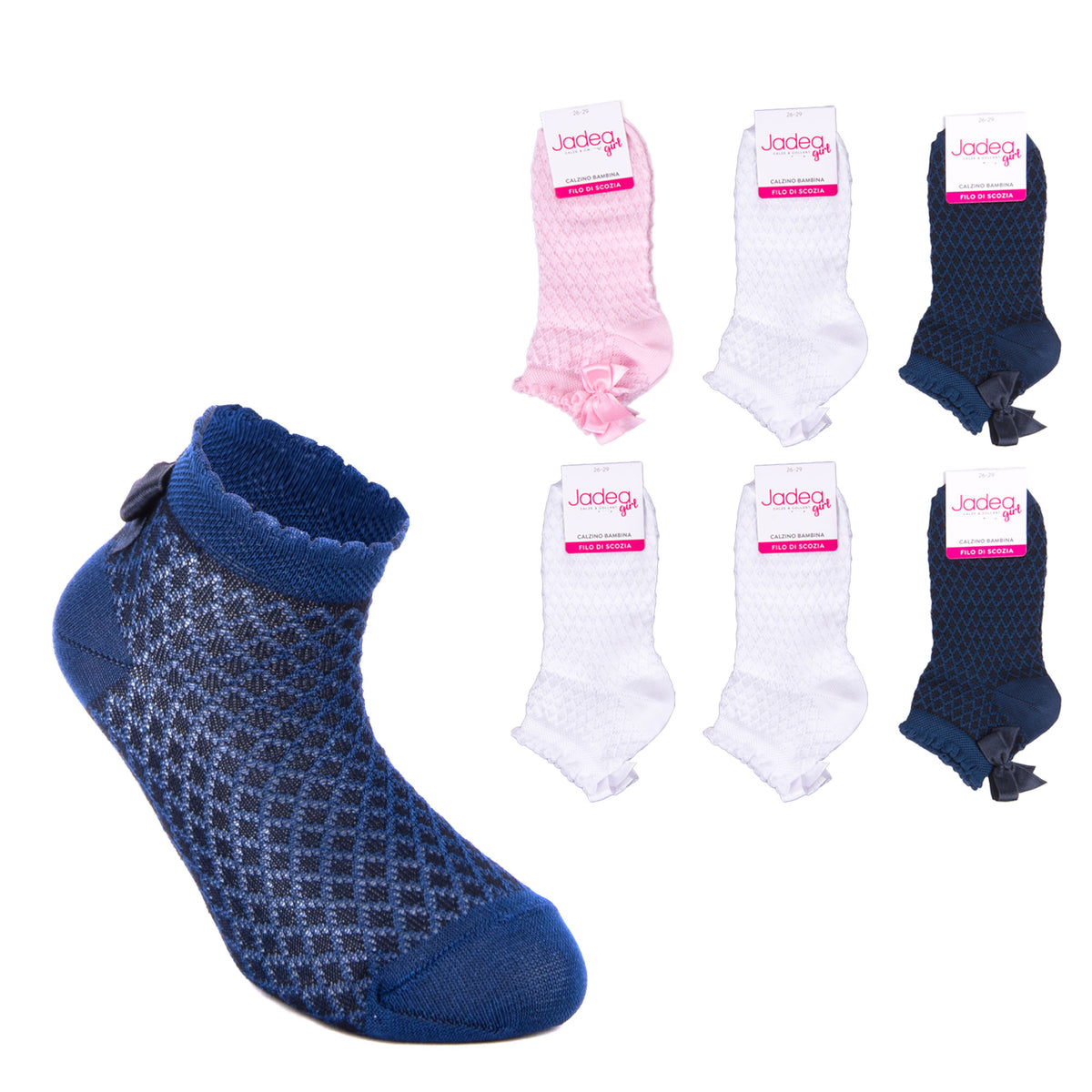 Calzini bambina Jadea Gcz-jb206 con fiocchetto 6 pz.