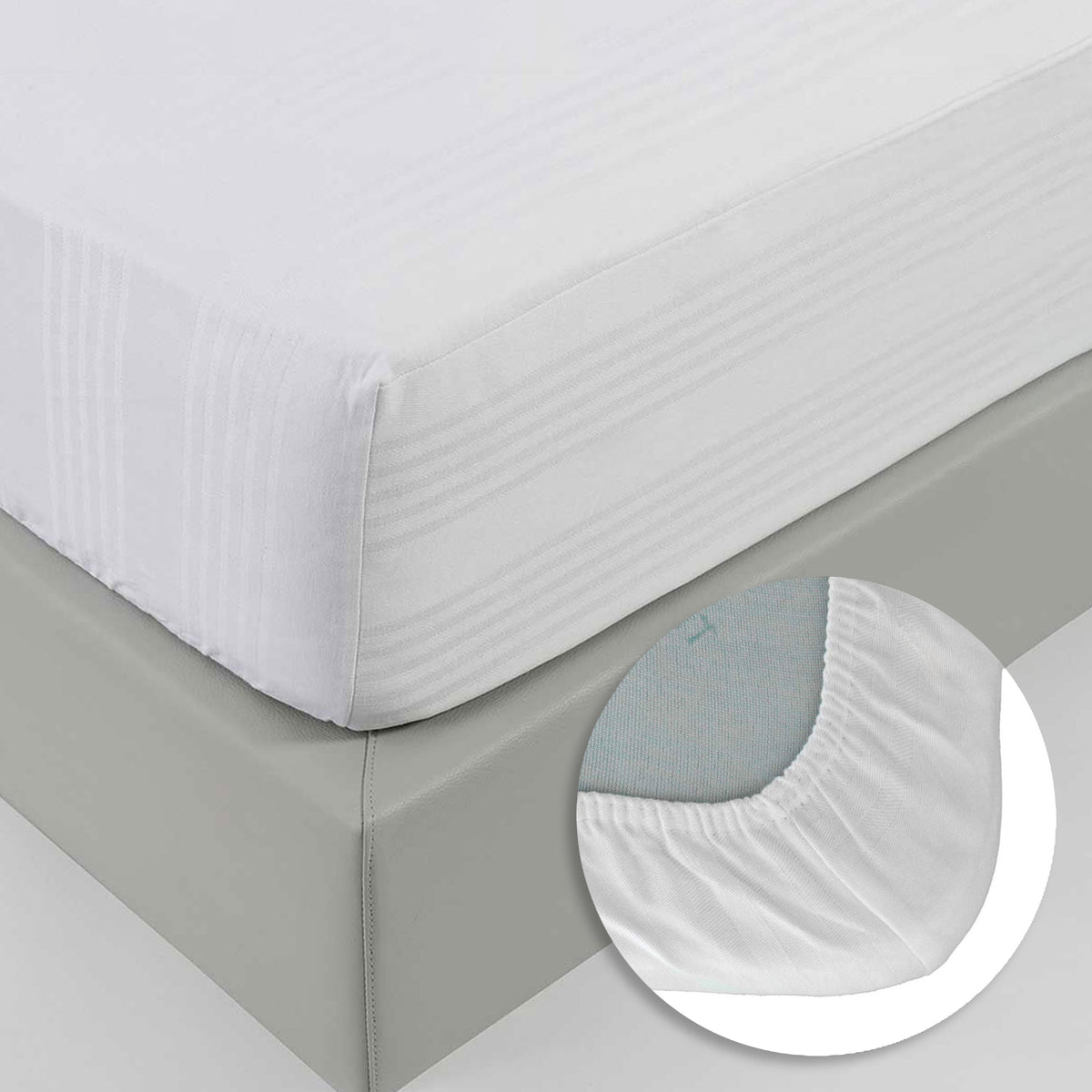 Comprimaterasso rigato con angoli Fasciato in Cotone