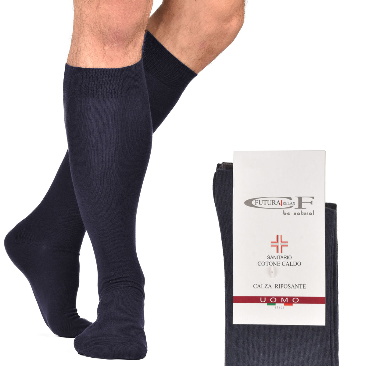 Calze uomo lunghe caldo cotone polsino relax 6 paia