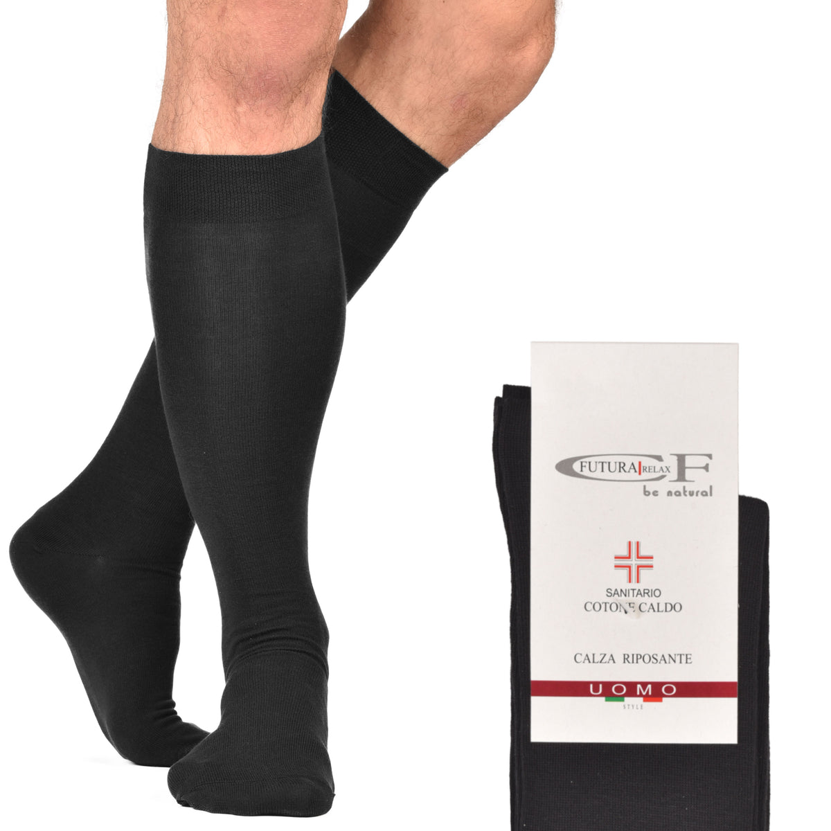 Calze uomo lunghe caldo cotone polsino relax 6 paia