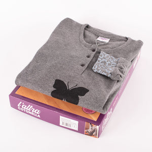 Camicia da notte Cotonella abito da notte caldo cotone DDC52 grigio farfalla