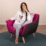 Pigiama donna Cotonella gatto cuori caldo cotone DDC45 panna