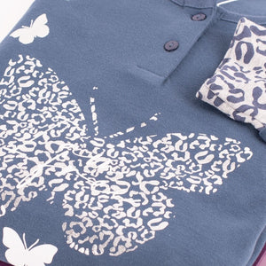 Pigiama donna cotonella caldo cotone manica lunga DDC51 blue jeans farfalle