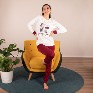 Pigiama donna caldo cotone Cotonella strass DDC41 bordeaux