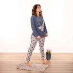 Pigiama donna in coral farfalla Cotonella DDC53 grigio jeans