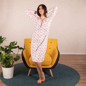 Camicia da notte manica lunga scollo a V Cotonella DDC61 jersey malva