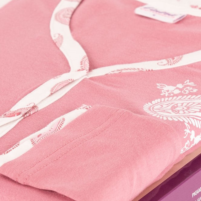Pigiama donna aperto a giacca caldo cotone Cotonella DDC59 malva