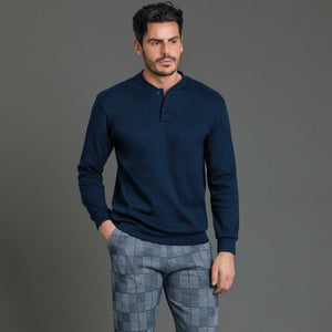 Pigiama uomo invernale Enrico Coveri EP2076 blu punto milano