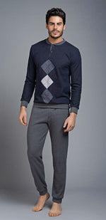 Pigiama uomo Enrico Coveri ep5051 invernale punto milano blu