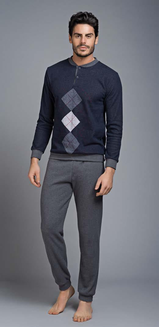 Pigiama uomo Enrico Coveri ep5051 invernale punto milano blu