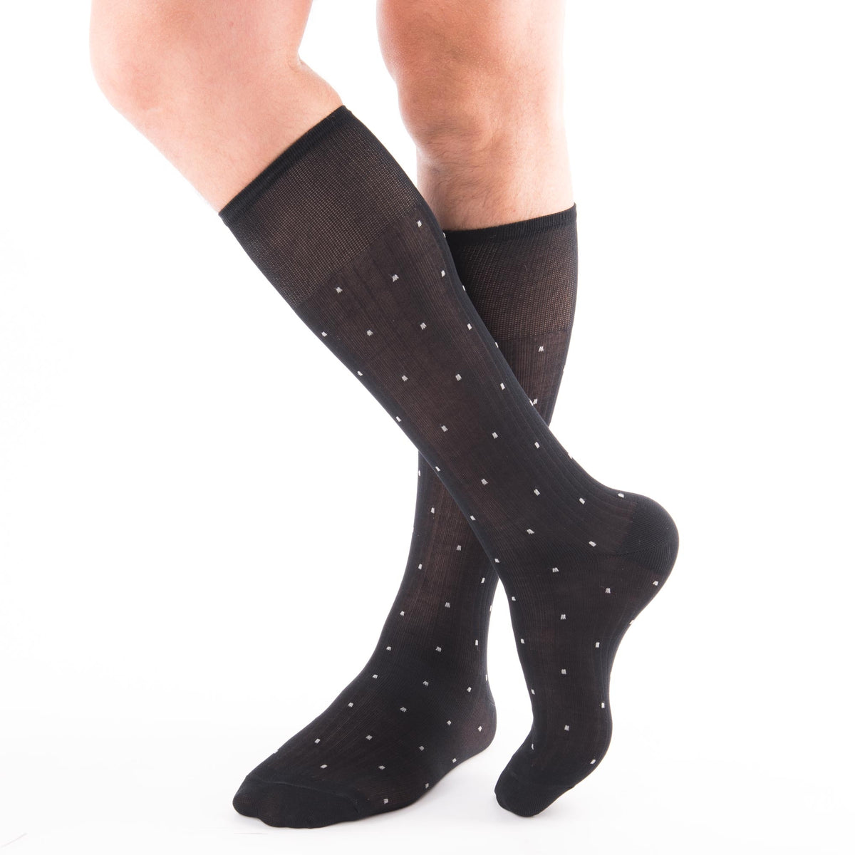 Calze uomo lunghe Enrico Coveri premium in cotone nero rettangoli grigi