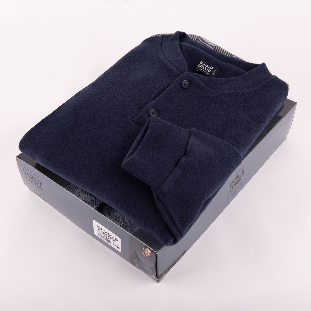 Pigiama uomo invernale Enrico Coveri EP2060 blu caldo cotone scozzese
