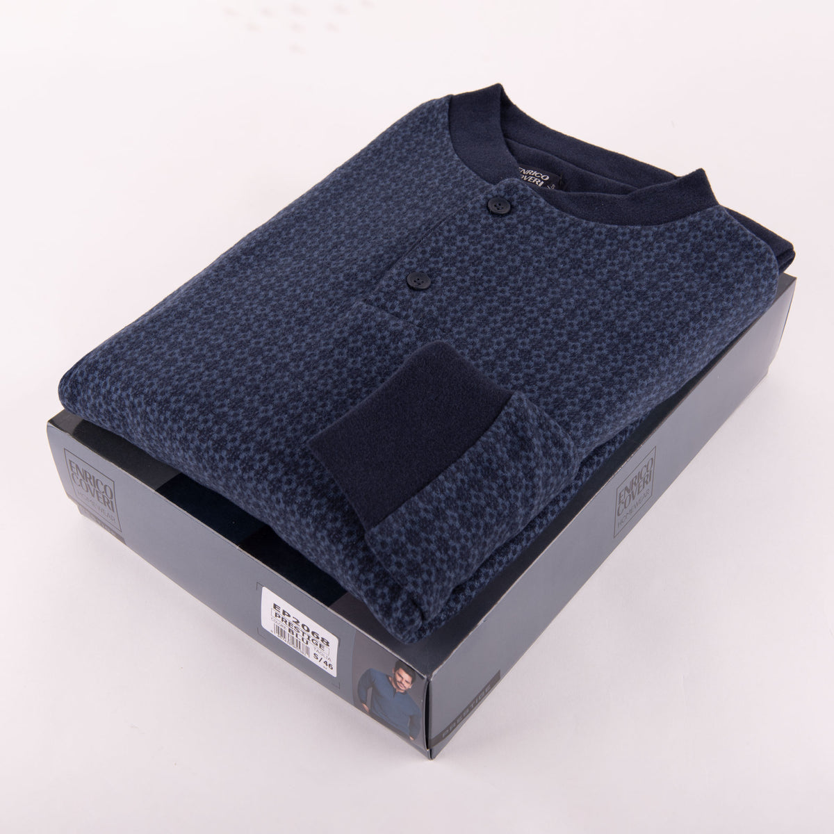 Pigiama uomo invernale Enrico Coveri EP2068 blu punto milano