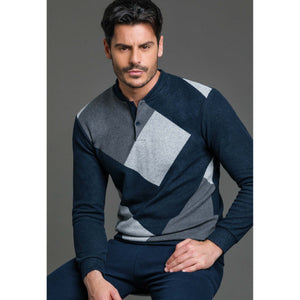 Pigiama uomo invernale Enrico Coveri EP2069 blu punto milano