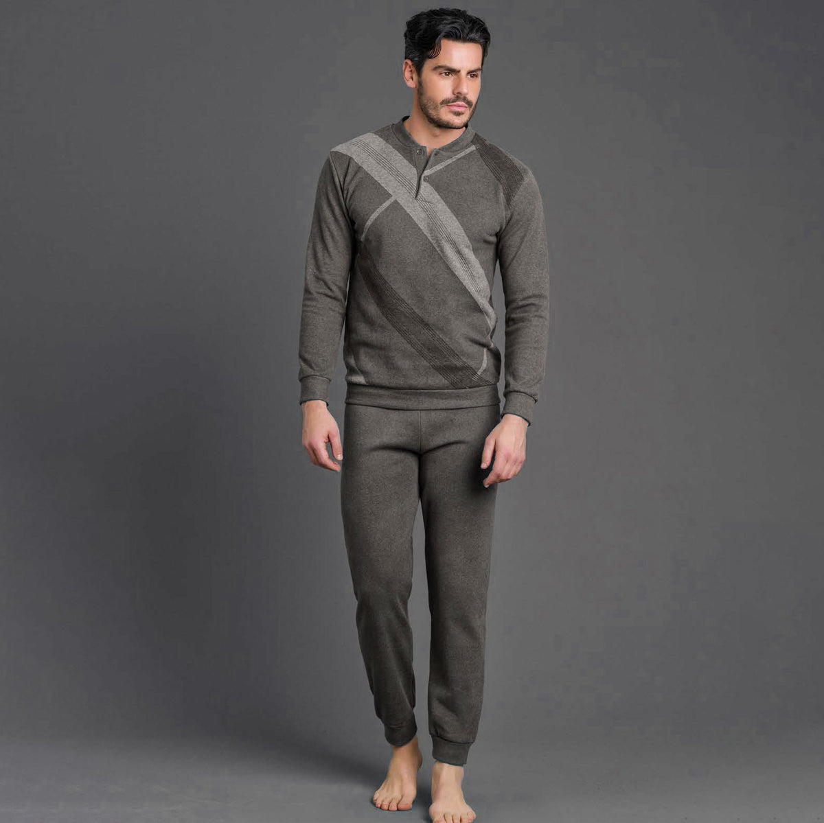 Pigiama uomo invernale Enrico Coveri EP2066 grigio punto milano