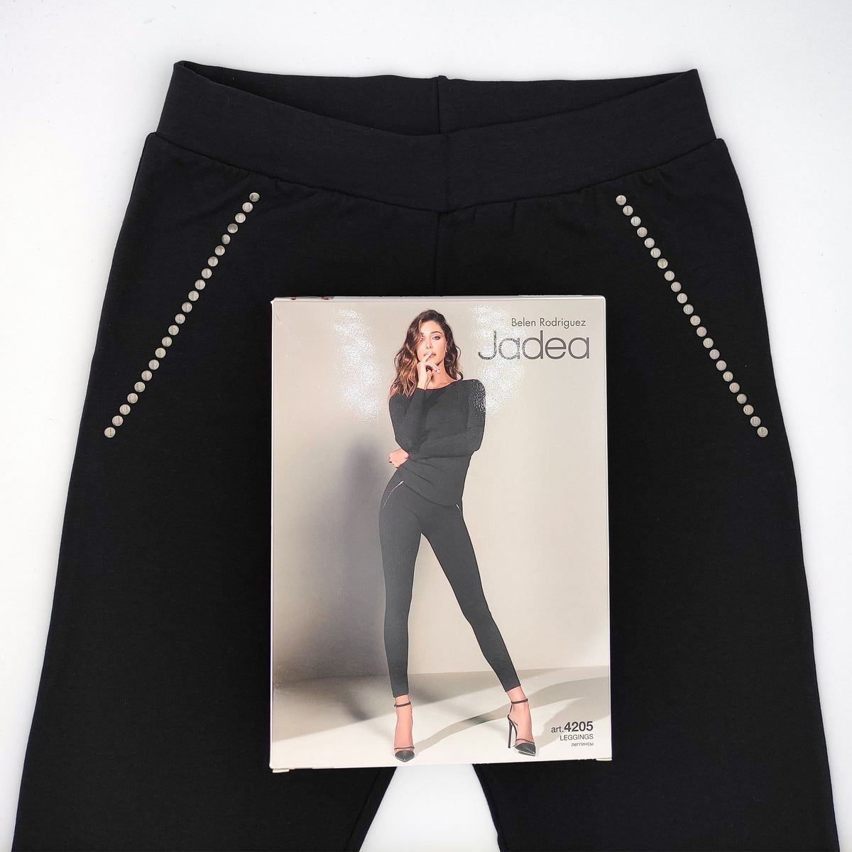 Leggings donna jadea 4205 cotone con borchie nero