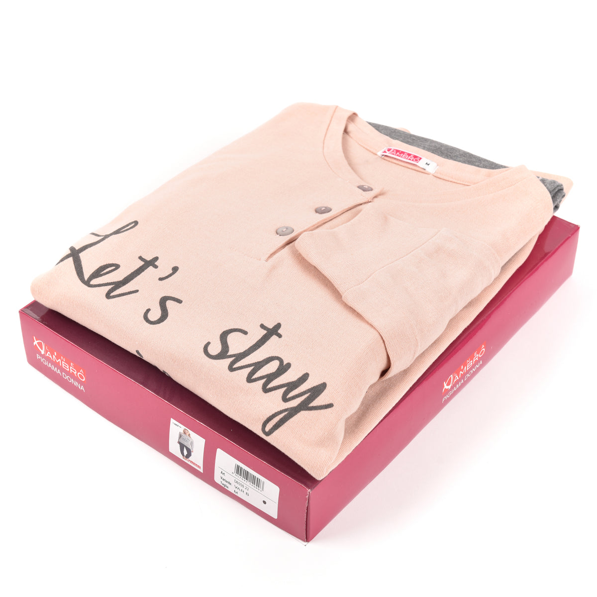 Pigiama donna Ambro caldo cotone D6000.22 rosa
