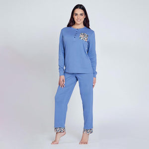 Pigiama donna scollo serafino caldo cotone Nazareno Gabrielli D6011