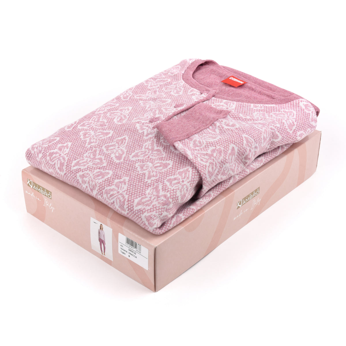 Pigiama donna Ambro punto milano caldo D6505.22 rosa