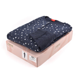 Pigiama donna punto milano Ambro cuoricini blu D6506.22