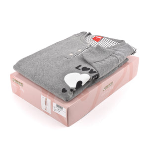 Pigiama donna cotone felpato Ambro D6507.22 grigio Love