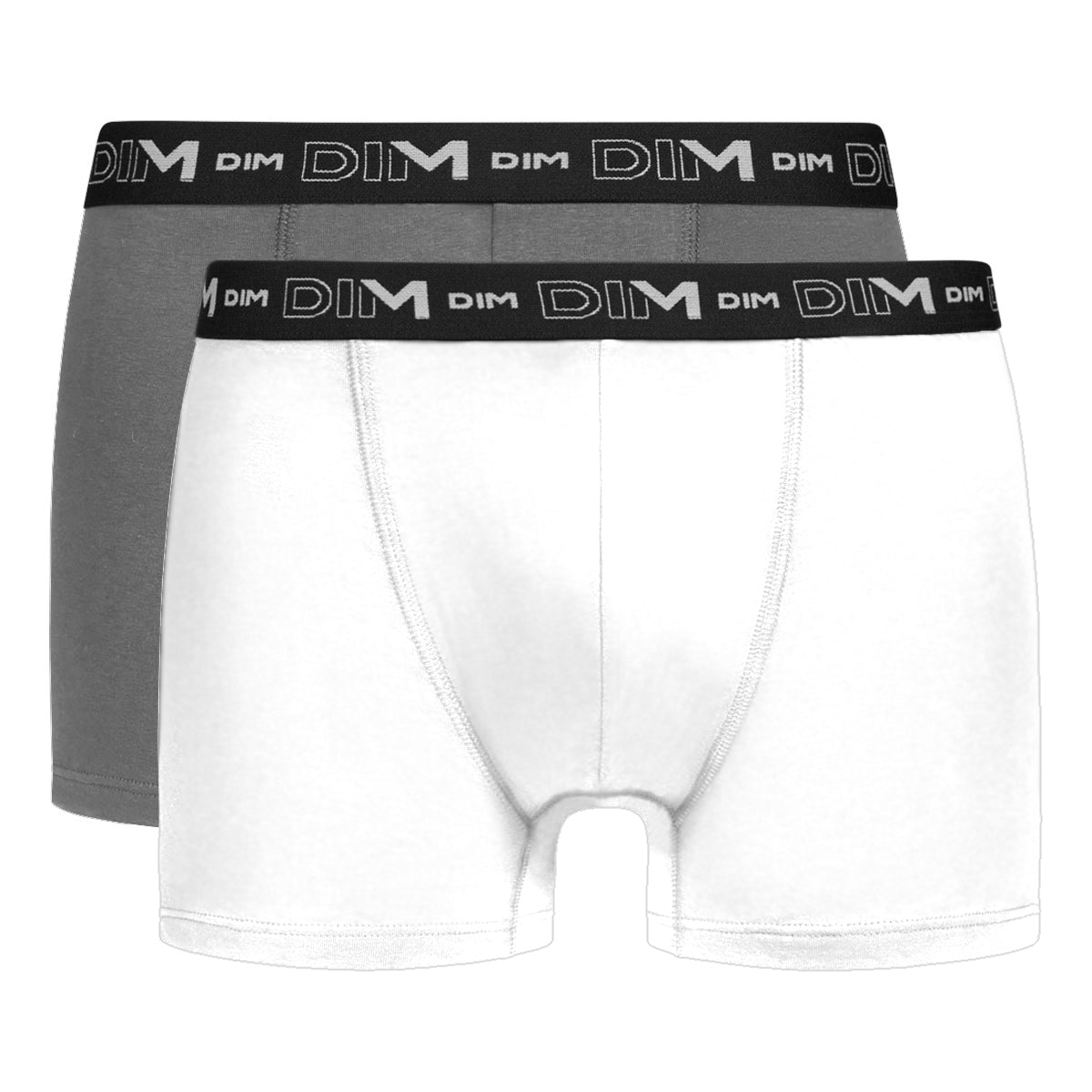 Boxer Dim D6596 cotone elasticizzato antracite+bianco 2 pz