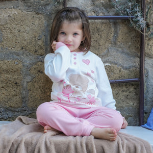Pigiama bimba Biancaluna in caldo cotone orsacchiotto 23D90402