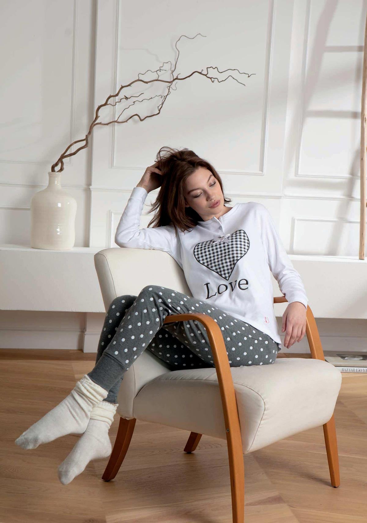 Pigiama donna Cotonella DD986 caldo cotone cuore
