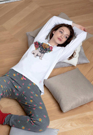 Pigiama donna Cotonella DD995 caldo cotone cagnolina
