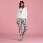 Pigiama donna Cotonella invernale DDD64 caldo cotone panna