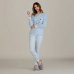Pigiama donna invernale celeste panna interlock Cotonella DDD68