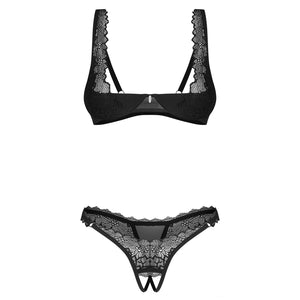 Reggiseno e perizoma aperto Obsessive Deina More 2-Pcs
