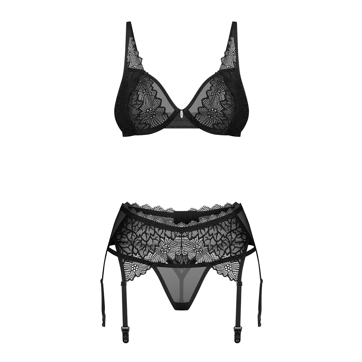 Coordinato perizoma + reggiseno + reggicalze Obsessive Deina More 3