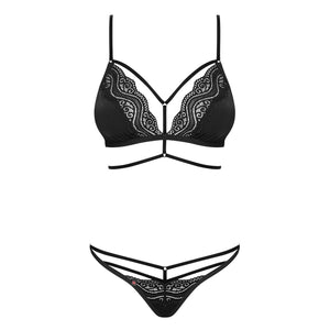 Sexy set reggiseno + perizoma Obsessive Diyosa pizzo nero 2 pz