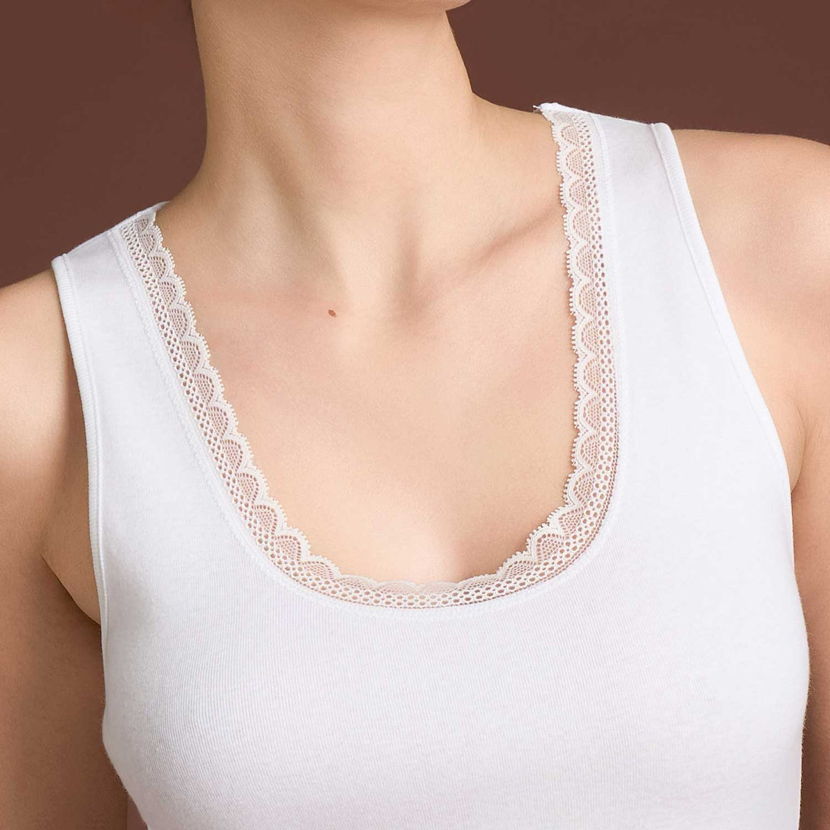 Canotta donna dettaglio in pizzo thermo cotton Ragno DM44A2