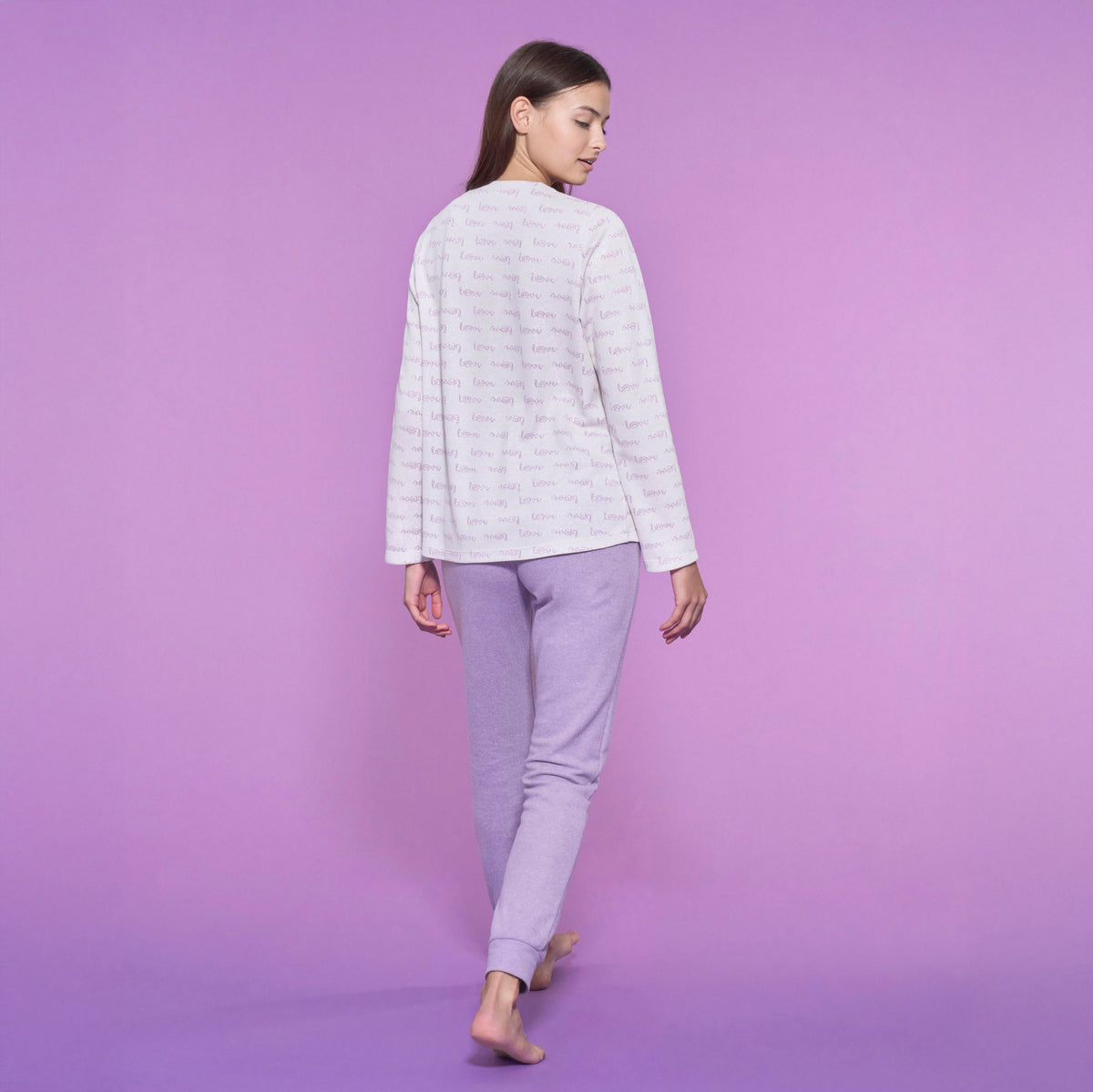 Pigiama Donna scollo a serafino in cotton eco pile RAGNO DO48N1