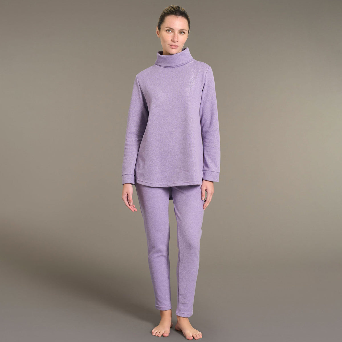 Pigiama donna in caldo cotone collo alto con risvolto Ragno DO80N5
