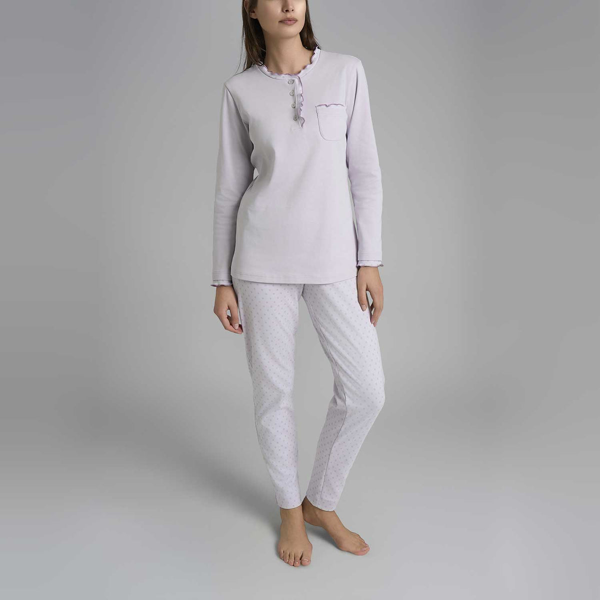 Pigiama donna rouches caldo cotone Ragno DR66N1