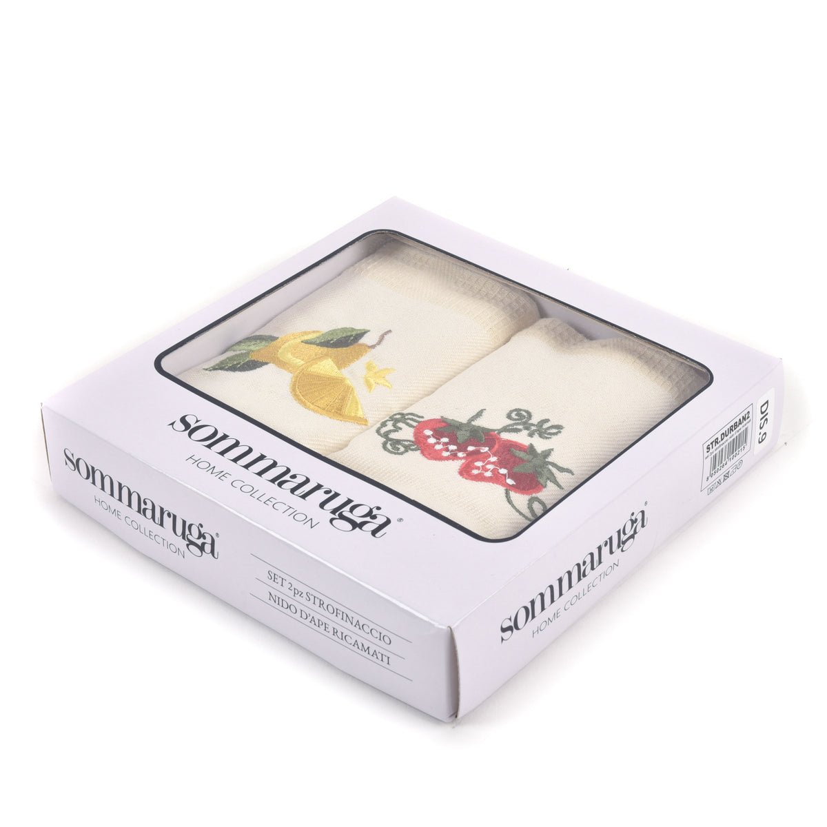 Strofinacci Sommaruga in cotone con ricamo frutti 2 pezzi Durban 9