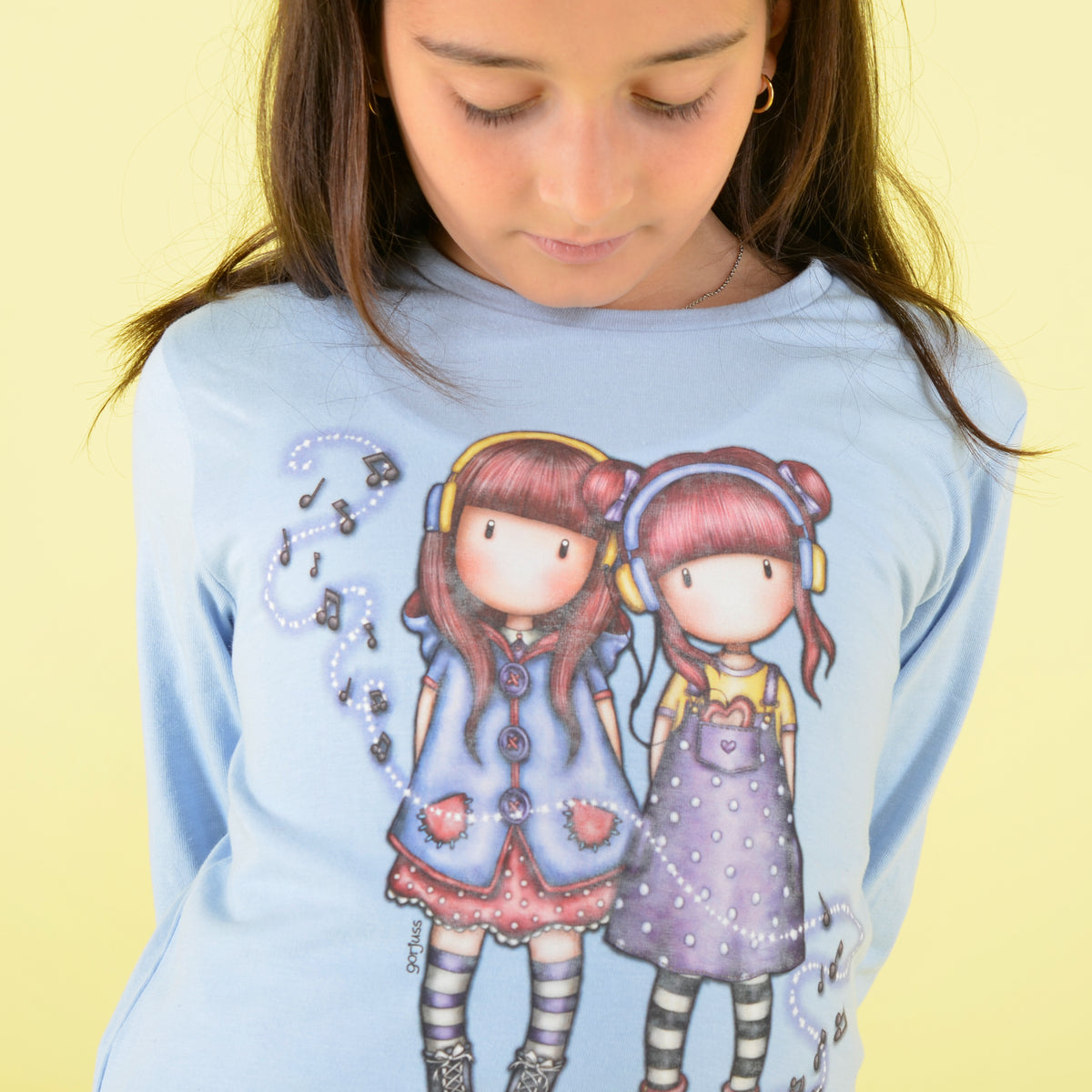Pigiama bambina invernale Santoro Gorjuss 56621 caldo cotone celeste