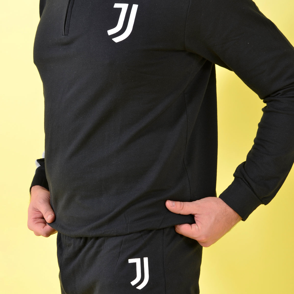 Pigiama sportivo felpato Juventus collo alto b2ju14132 nero