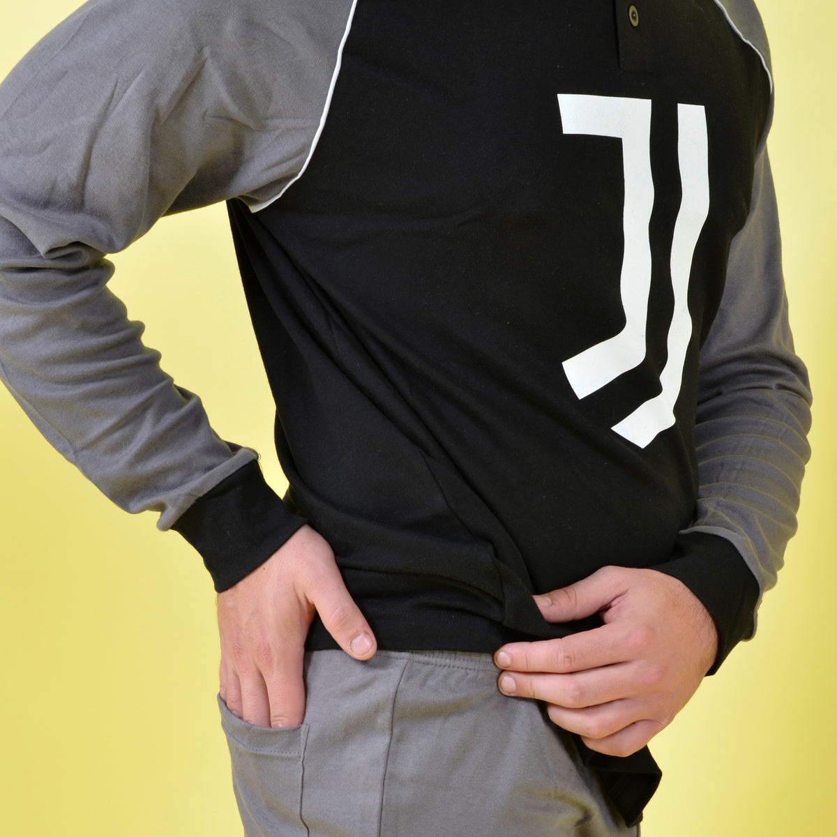 Pigiama uomo Juventus ufficiale antracite nero B2JU14131 caldo cotone