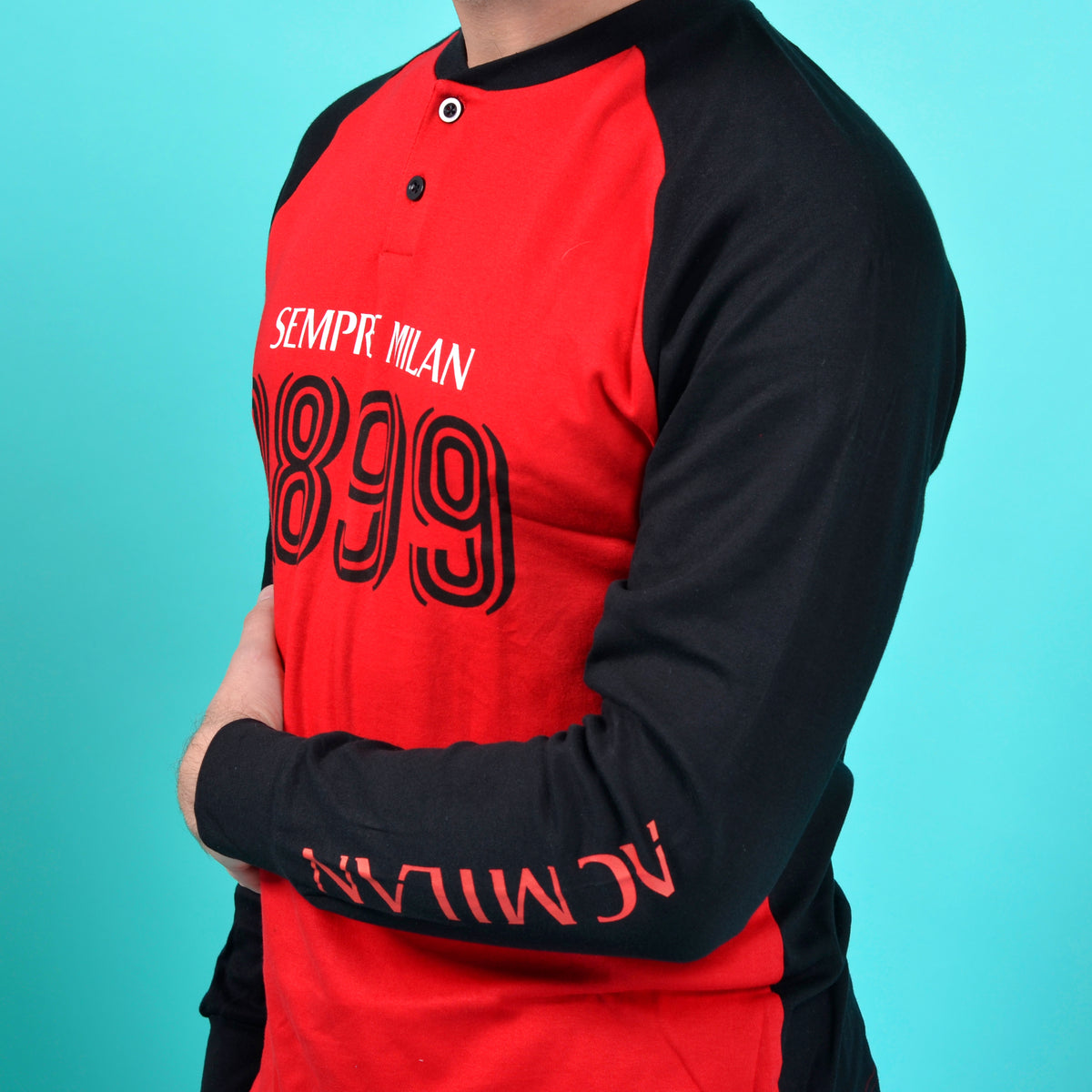 Pigiama uomo AC Milan serafino caldo cotone B2MI14131 nero